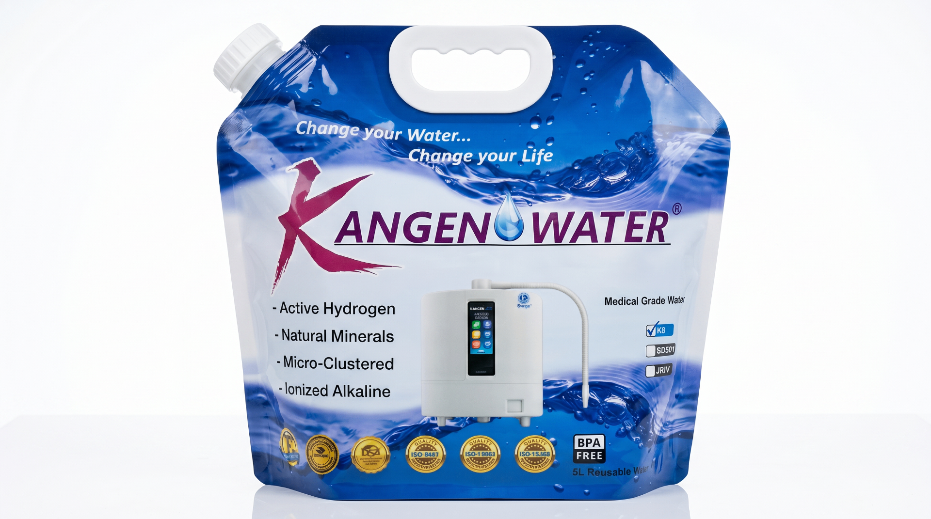 Kangen Water reusable water bag available in store at LYF'TD